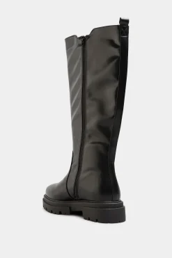 M&Co Limited Collection Limited Collection Black Elasticated Knee High Cleated Boots In Wide E Fit & Extra Wide Eee Fit><noscript><img width=