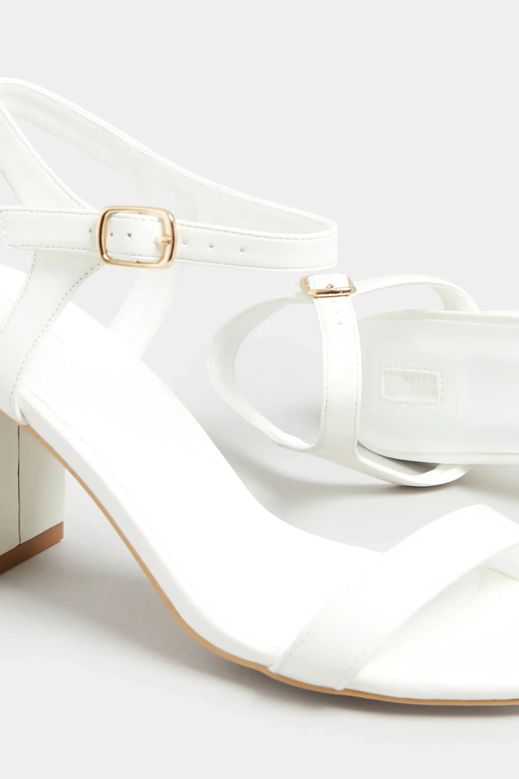 M&Co Limited Collection Limited Collection White Block Heel Sandal In Wide E Fit & Extra Wide Fit>Women Heels