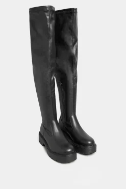 M&Co Limited Collection Limited Collection Black Over The Knee Chunky Boots In Wide E Fit & Extra Wide Eee Fit>Women Boots