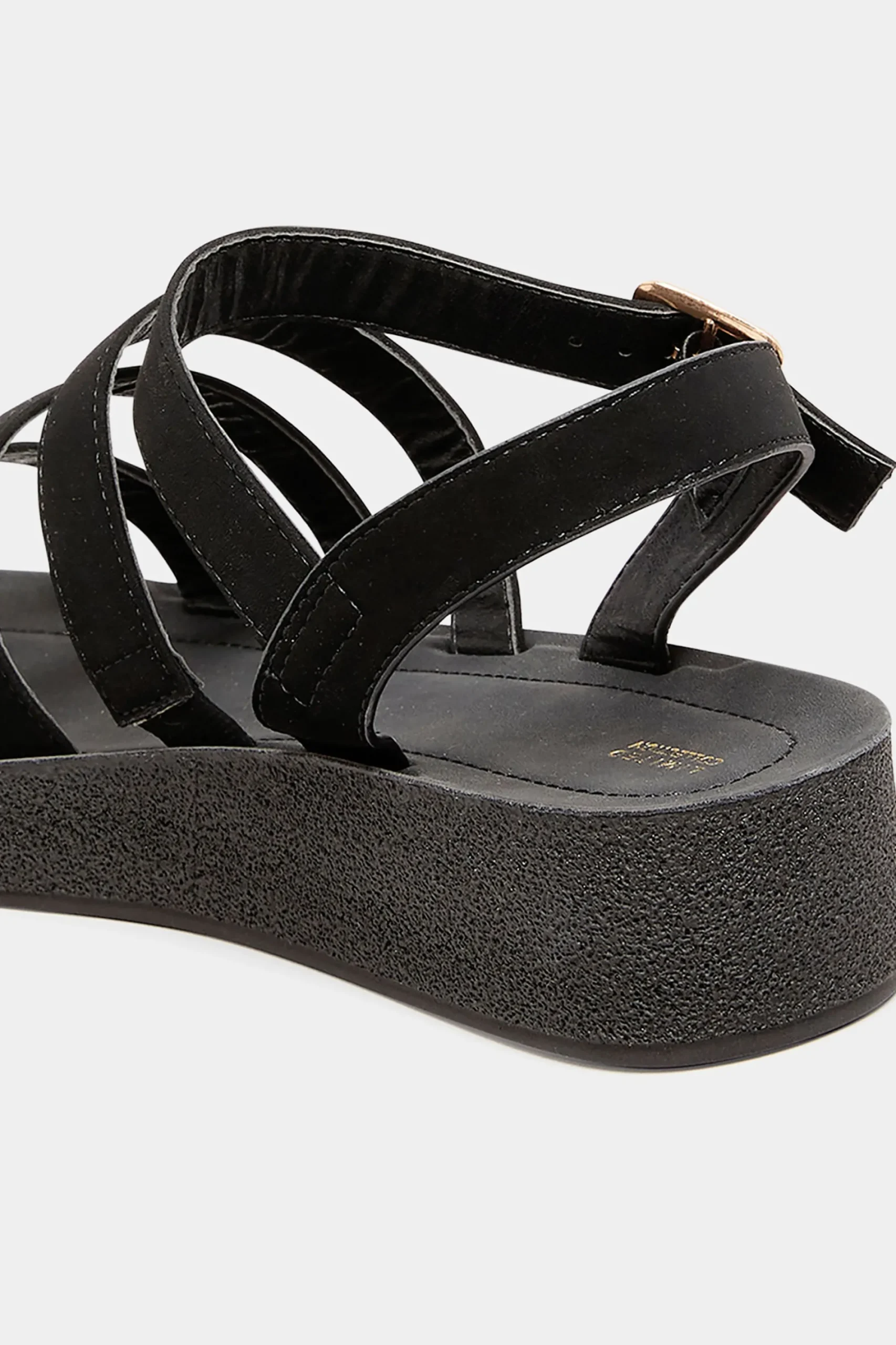 M&Co Limited Collection Limited Collection Black Multi Strap Sporty Platform Sandals In Extra Wide Eee Fit>Women Flat Shoes