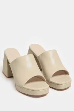 M&Co Limited Collection Limited Collection Cream Platform Block Mule Sandal Heels In Wide E Fit & Extra Wide Eee Fit>Women Heels