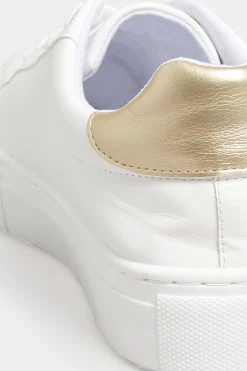 M&Co Limited Collection Limited Collection White & Gold Stripe Trainers In Wide Eee Fit><noscript><img width=