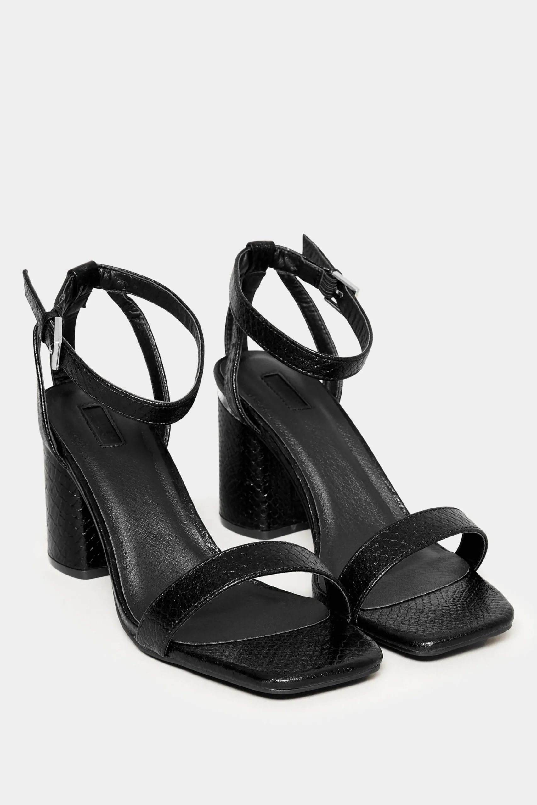 M&Co Limited Collection Limited Collection Black Snake Print 2 Part Block Heel Sandals In Wide E Fit & Extra Wide Eee Fit>Women Heels