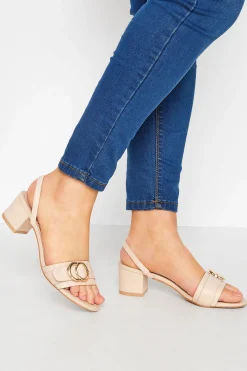M&Co Limited Collection Limited Collection Beige Brown Buckle Slingback Block Heel Sandal In Wide E Fit>Women Heels