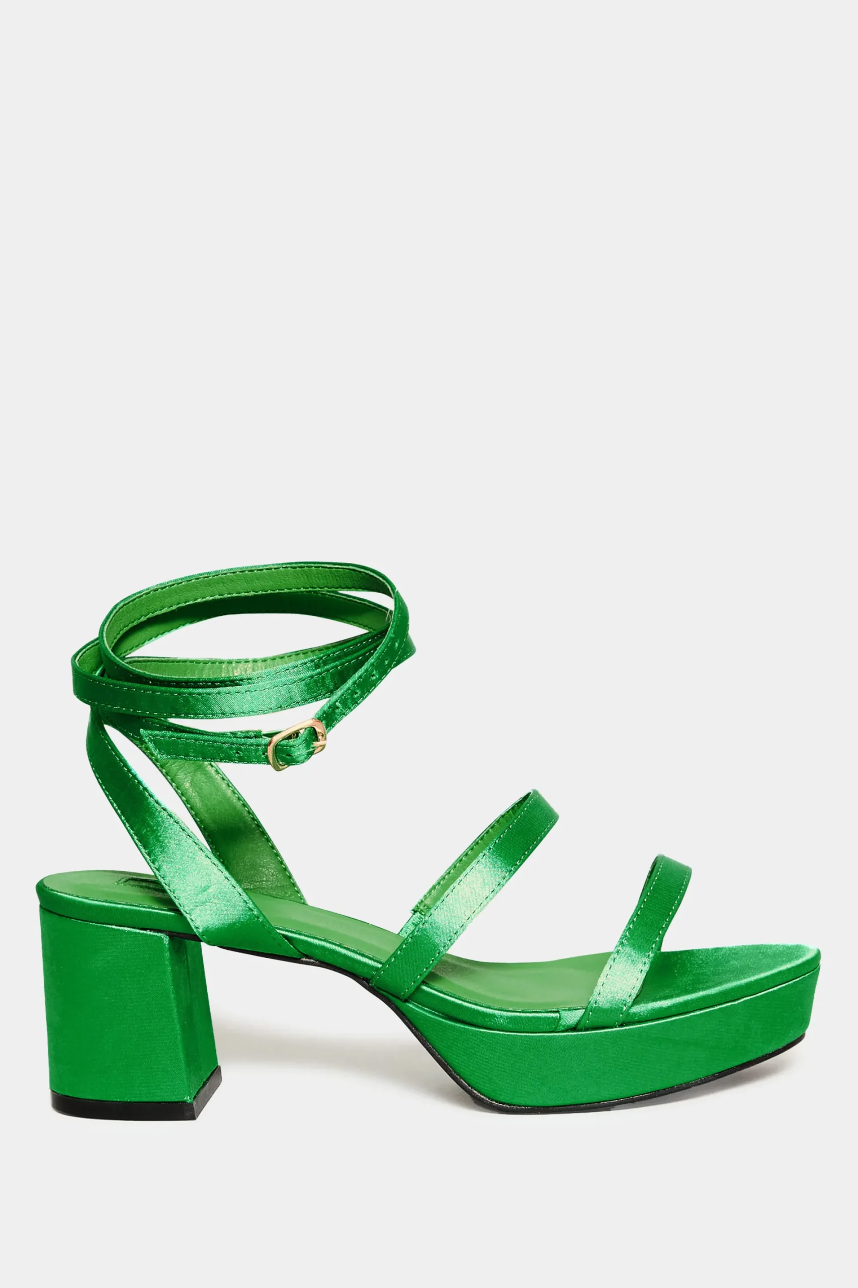 M&Co Limited Collection Limited Collection Green Satin Strappy Platform Heels In Wide E Fit & Extra Wide Eee Fit>Women Heels