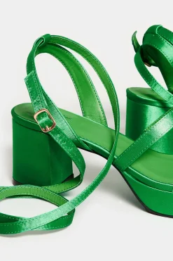 M&Co Limited Collection Limited Collection Green Satin Strappy Platform Heels In Wide E Fit & Extra Wide Eee Fit><noscript><img width=