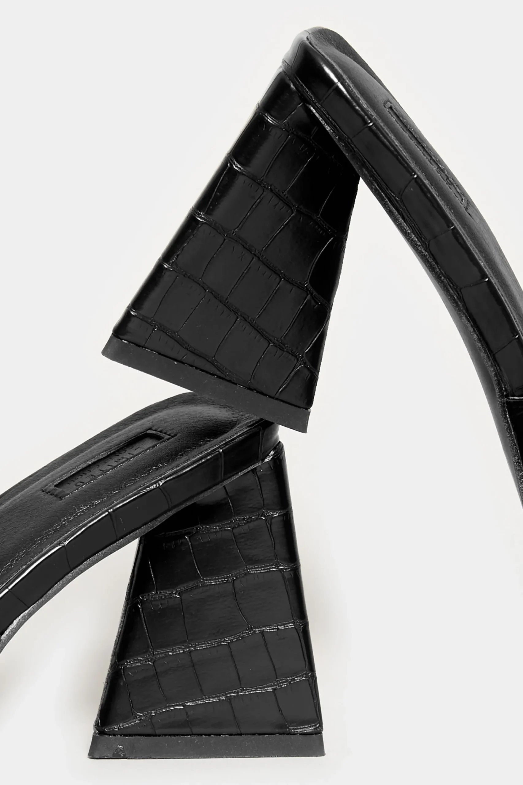 M&Co Limited Collection Limited Collection Black Triangular Heeled Croc Mules In Wide E Fit & Extra Wide Eee Fit>Women Mules & Sliders