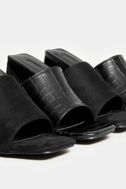 M&Co Limited Collection Limited Collection Black Triangular Heeled Croc Mules In Wide E Fit & Extra Wide Eee Fit><noscript><img width=