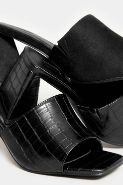 M&Co Limited Collection Limited Collection Black Triangular Heeled Croc Mules In Wide E Fit & Extra Wide Eee Fit><noscript><img width=