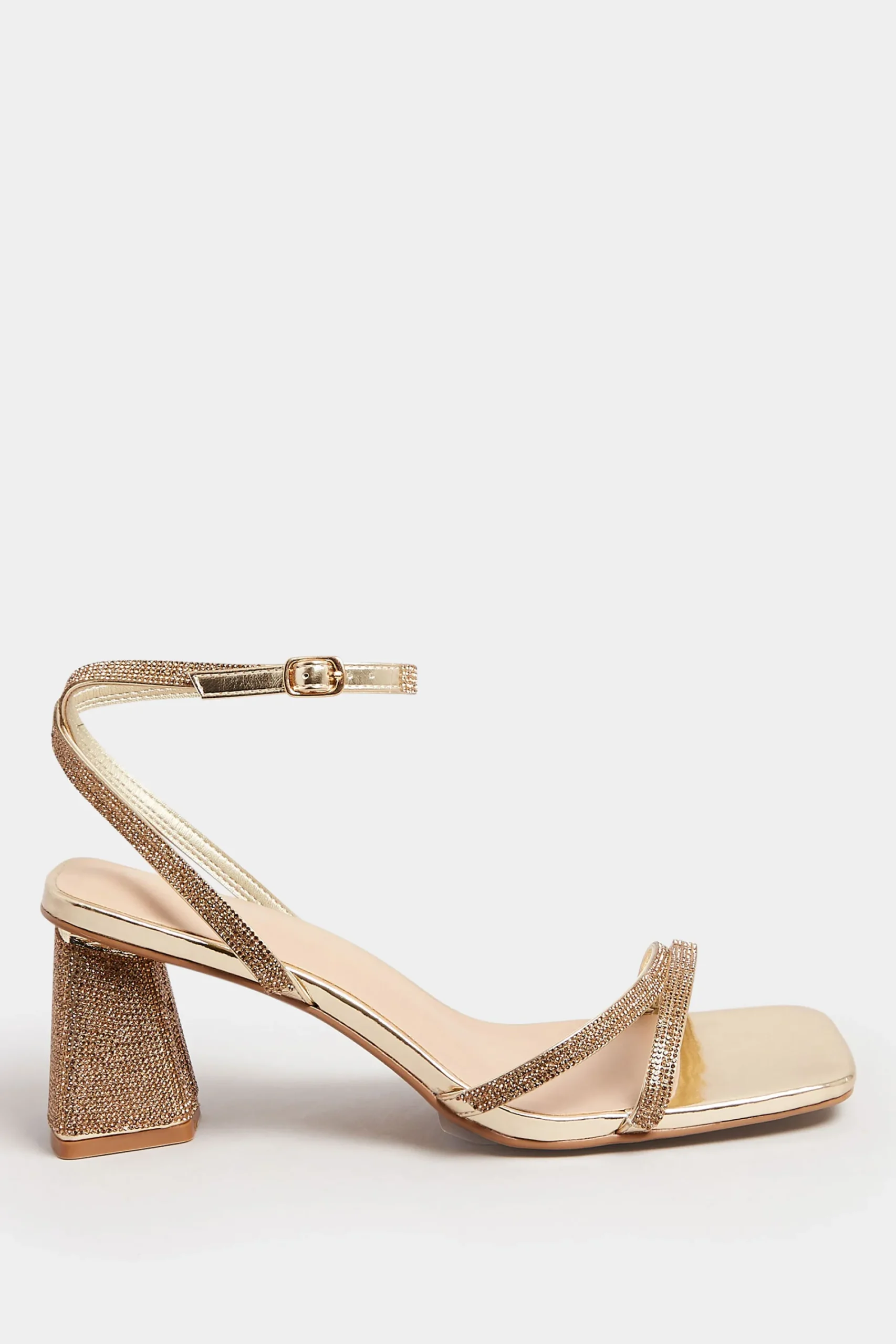 M&Co Limited Collection Limited Collection Gold Diamante Strappy Heel Sandals In Wide E Fit & Extra Wide Eee Fit>Women Heels