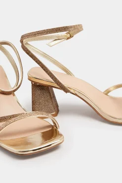M&Co Limited Collection Limited Collection Gold Diamante Strappy Heel Sandals In Wide E Fit & Extra Wide Eee Fit><noscript><img width=