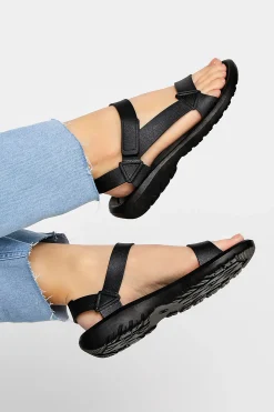 M&Co Limited Collection Limited Collection Black Adjustable Strap Sandals In Wide E Fit>Women Flat Shoes