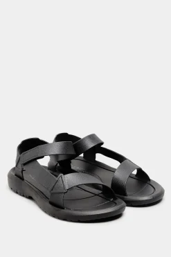 M&Co Limited Collection Limited Collection Black Adjustable Strap Sandals In Wide E Fit>Women Flat Shoes