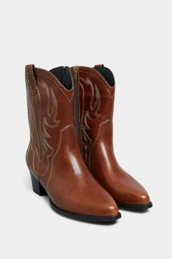 M&Co Limited Collection Limited Collection Brown Cowboy Ankle Boots In Extra Wide Eee Fit>Women Boots