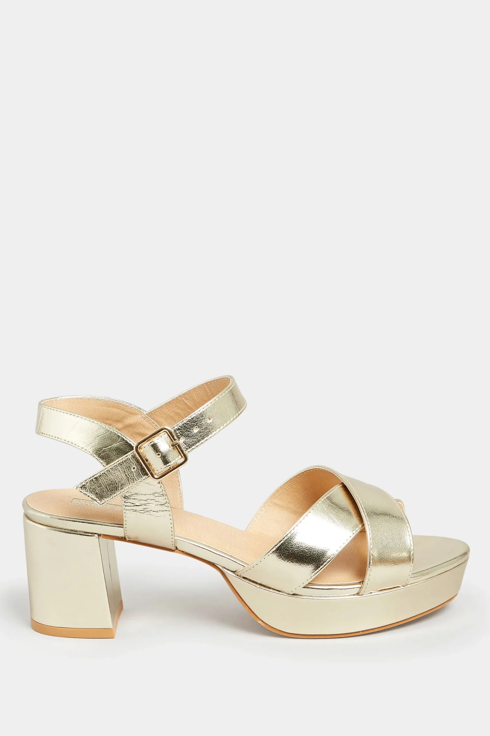 M&Co Limited Collection Limited Collection Gold Metallic Platform Heels In Wide E Fit & Extra Wide Eee Fit>Women Heels