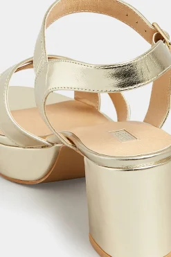 M&Co Limited Collection Limited Collection Gold Metallic Platform Heels In Wide E Fit & Extra Wide Eee Fit><noscript><img width=