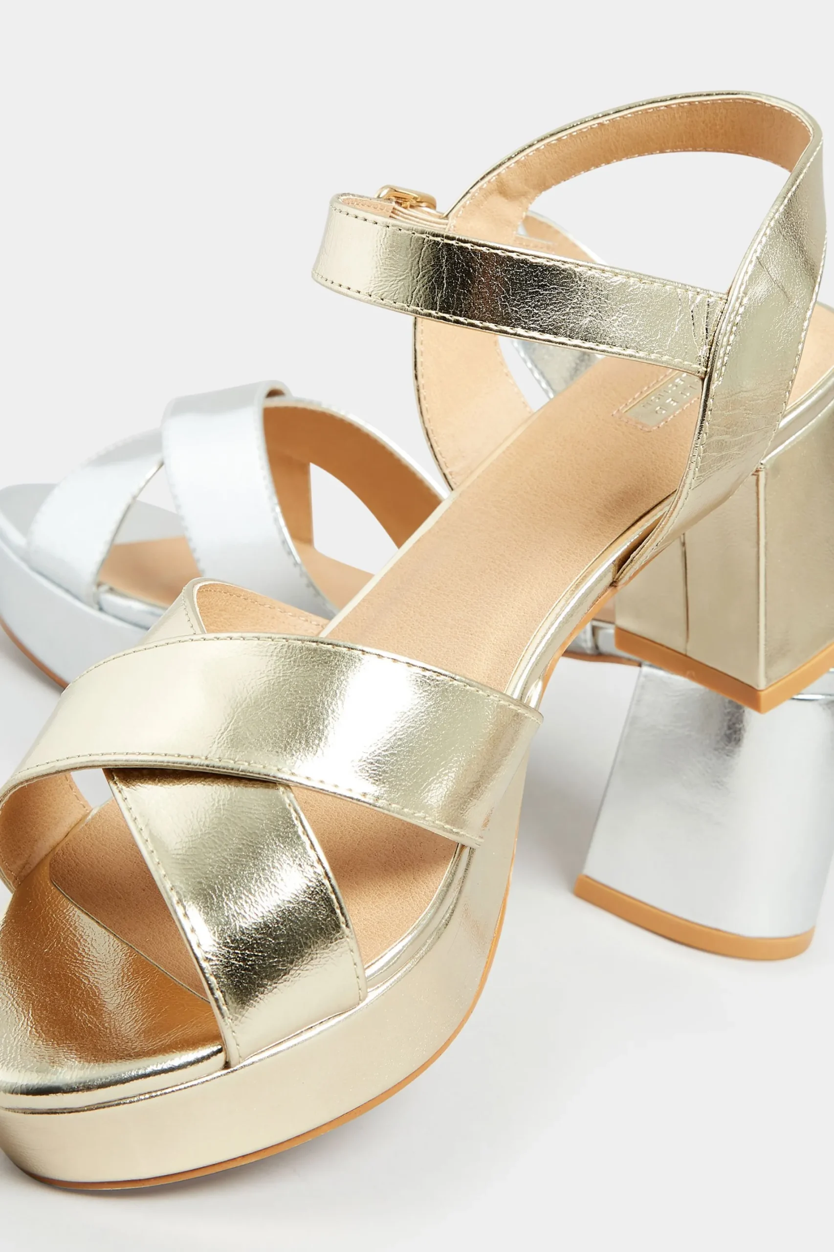 M&Co Limited Collection Limited Collection Gold Metallic Platform Heels In Wide E Fit & Extra Wide Eee Fit>Women Heels