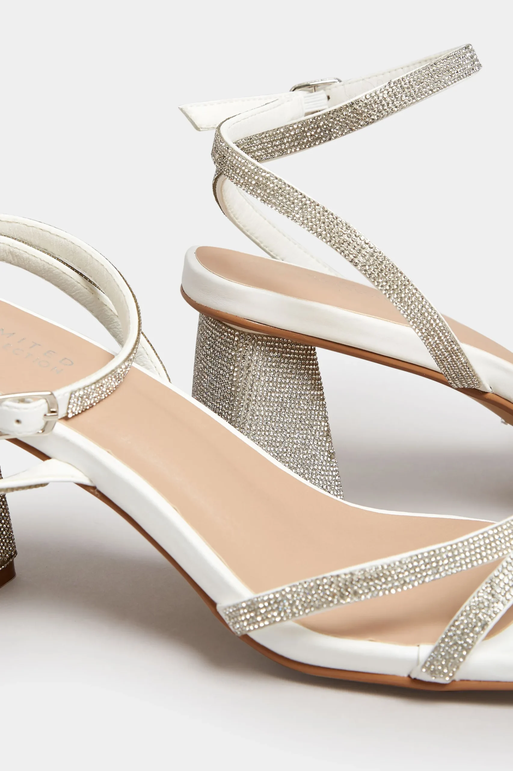 M&Co Limited Collection Limited Collection White Diamante Strappy Heel Sandals In Wide E Fit & Extra Wide Eee Fit>Women Heels