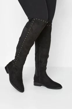 M&Co Limited Collection Limited Collection Black Stud Over The Knee Boots In Wide E Fit & Extra Wide Eee Fit>Women Boots