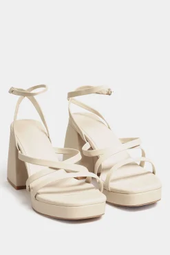 M&Co Limited Collection Limited Collection Cream Strappy Platform Block Heel Sandals In Wide E Fit & Extra Wide Eee Fit>Women Heels