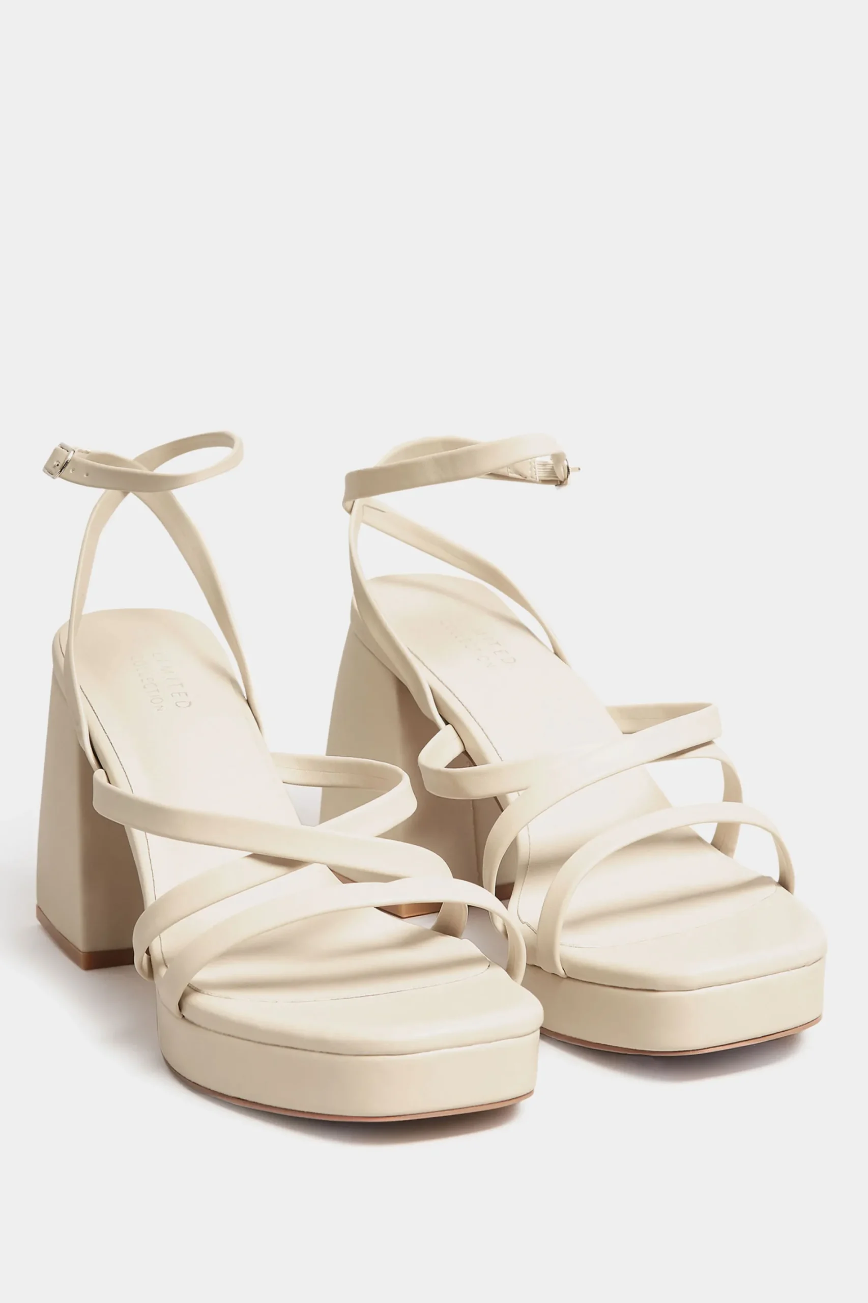 M&Co Limited Collection Limited Collection Cream Strappy Platform Block Heel Sandals In Wide E Fit & Extra Wide Eee Fit>Women Heels