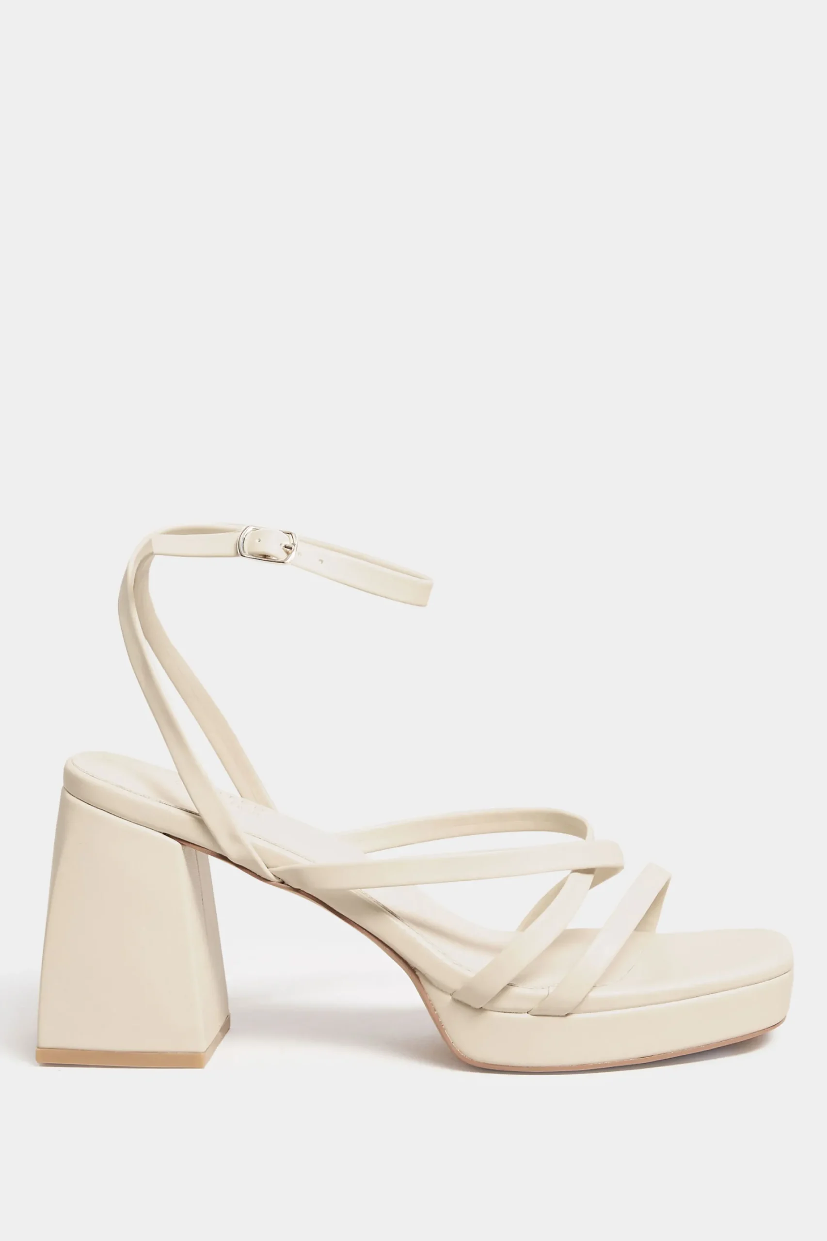 M&Co Limited Collection Limited Collection Cream Strappy Platform Block Heel Sandals In Wide E Fit & Extra Wide Eee Fit>Women Heels