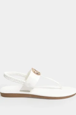 M&Co Limited Collection Limited Collection White & Gold Double Ring Sandals In Wide E Fit & Extra Wide Eee Fit><noscript><img width=