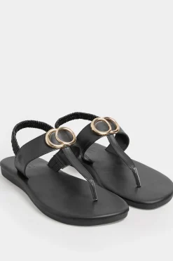 M&Co Limited Collection Limited Collection Black & Gold Double Ring Sandals In Wide E Fit & Extra Wide Eee Fit>Women Sandals