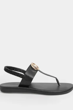 M&Co Limited Collection Limited Collection Black & Gold Double Ring Sandals In Wide E Fit & Extra Wide Eee Fit><noscript><img width=