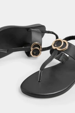 M&Co Limited Collection Limited Collection Black & Gold Double Ring Sandals In Wide E Fit & Extra Wide Eee Fit><noscript><img width=