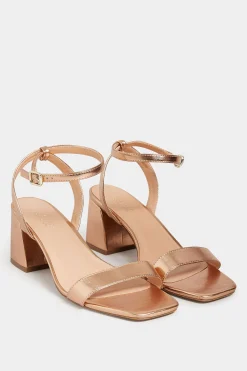 M&Co Limited Collection Limited Collection Rose Gold Block Heel Sandals In Wide E Fit & Extra Wide Eee Fit>Women Heels