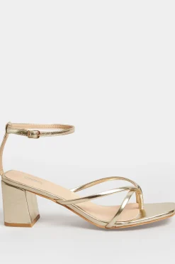 M&Co Limited Collection Limited Collection Gold Mid Toe Post Heeled Sandals In Extra Wide Eee Fit><noscript><img width=