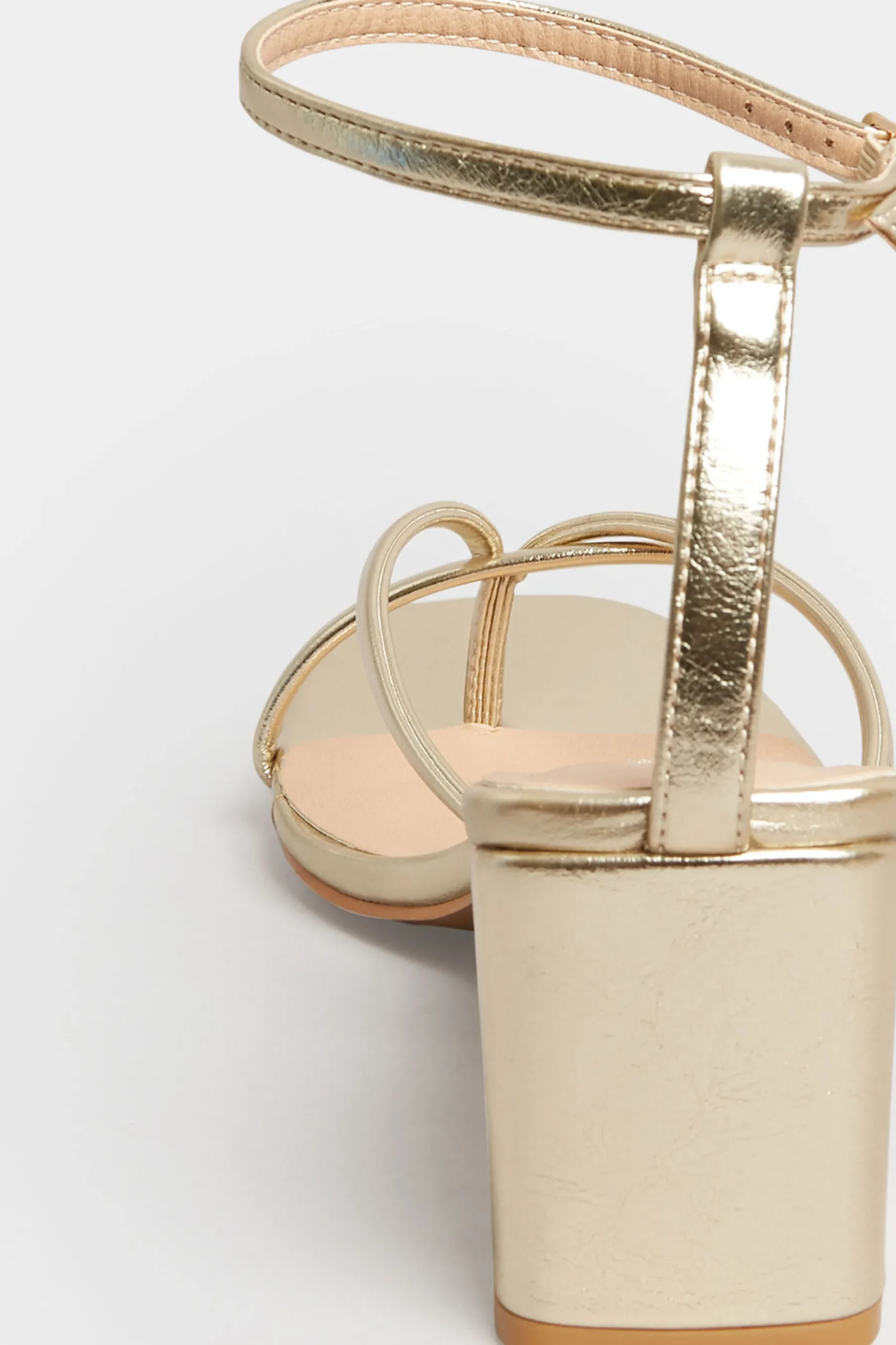M&Co Limited Collection Limited Collection Gold Mid Toe Post Heeled Sandals In Extra Wide Eee Fit>Women Heels