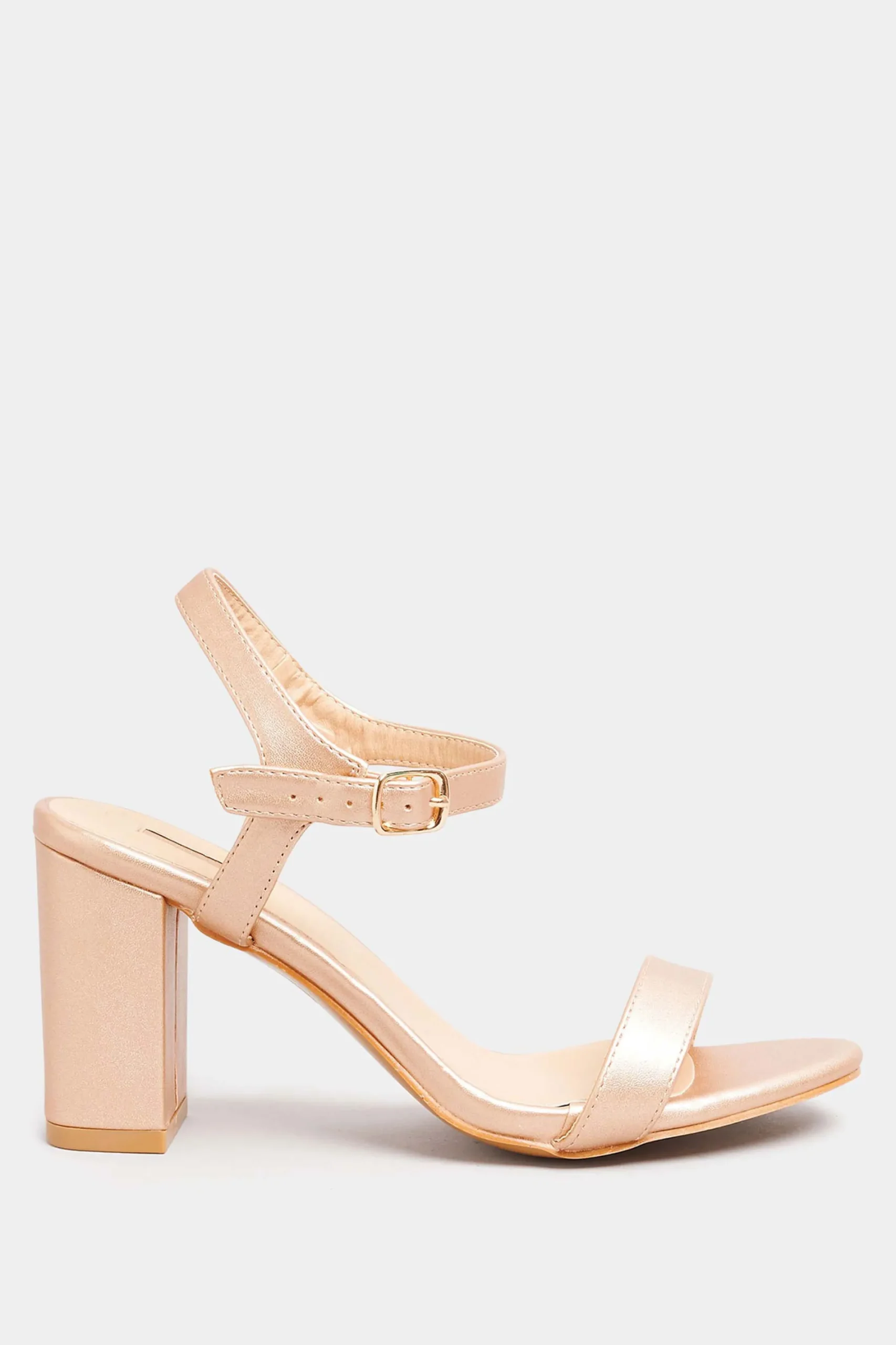 M&Co Limited Collection Limited Collection Rose Gold Block Heel Sandals In Wide E Fit & Extra Wide Fit>Women Heels