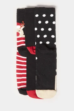 M&Co Lts Lts 3 Pack Black Novelty Reindeer Ankle Socks><noscript><img width=