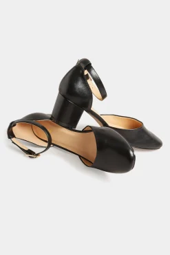 M&Co Lts Lts Black Two Part Block Heel Court Shoes In Standard Fit><noscript><img width=