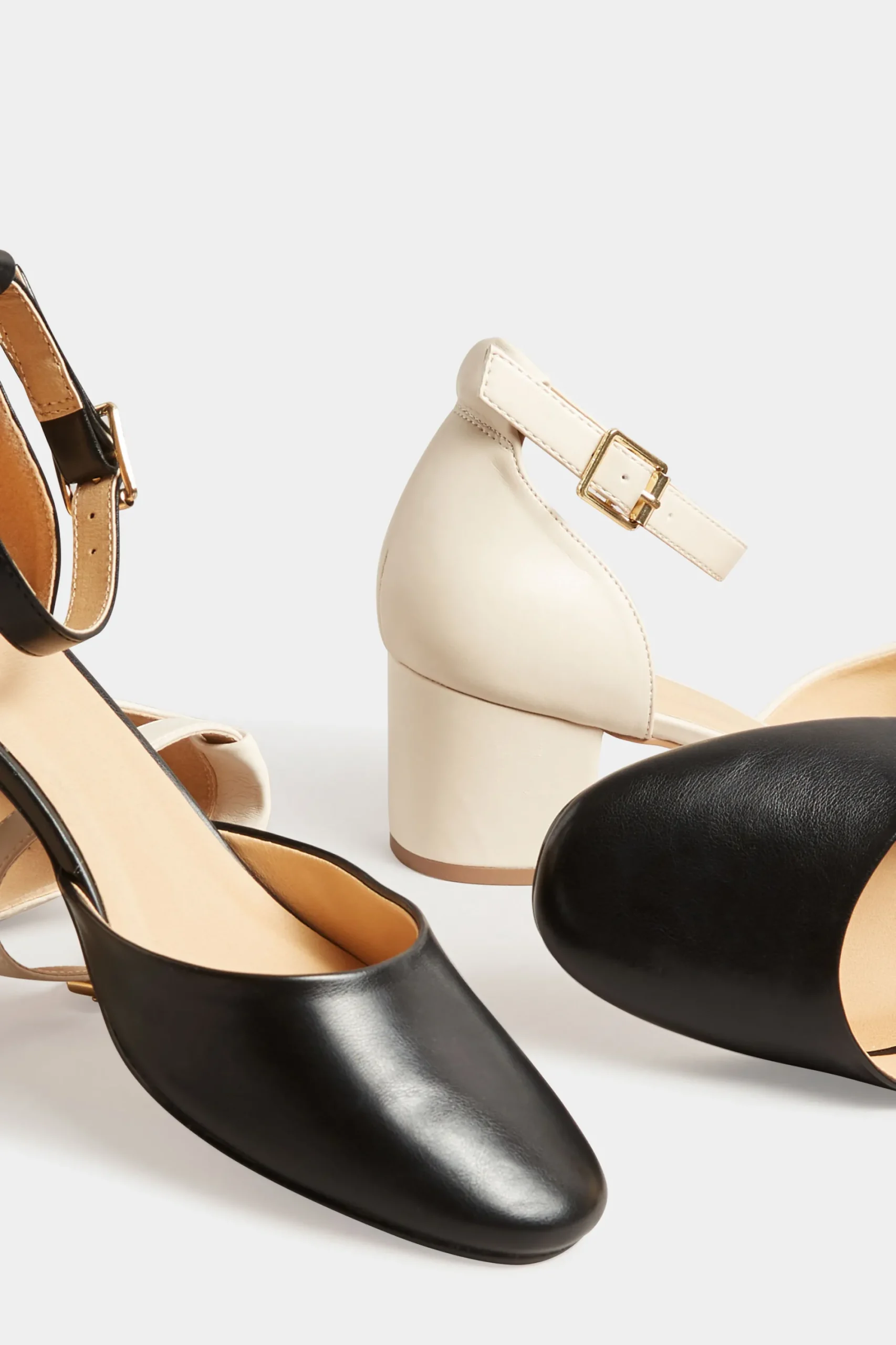 M&Co Lts Lts Black Two Part Block Heel Court Shoes In Standard Fit>Women Heels