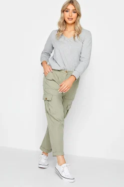 M&Co Grey V-Neck Long Sleeve T-Shirt><noscript><img width=