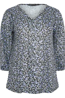 M&Co Petites Petite Blue Ditsy Floral Print Top><noscript><img width=