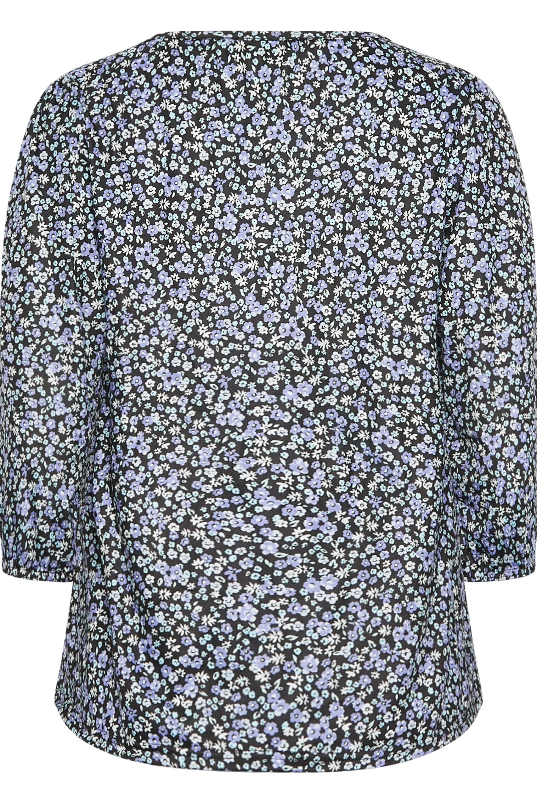 M&Co Petites Petite Blue Ditsy Floral Print Top>Women Long Sleeve Tops