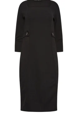 M&Co Petites Petite Black Scuba Dress>Women Midi Dresses
