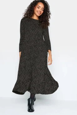 M&Co Petites Petite Black Spot Print Midi Dress>Women Midi Dresses