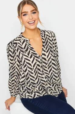 M&Co Petites Petite Cream Abstract Patterned Blouse>Women Shirts