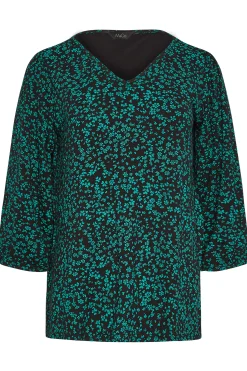 M&Co Petites Petite Green Ditsy Floral Print Top>Women Long Sleeve Tops