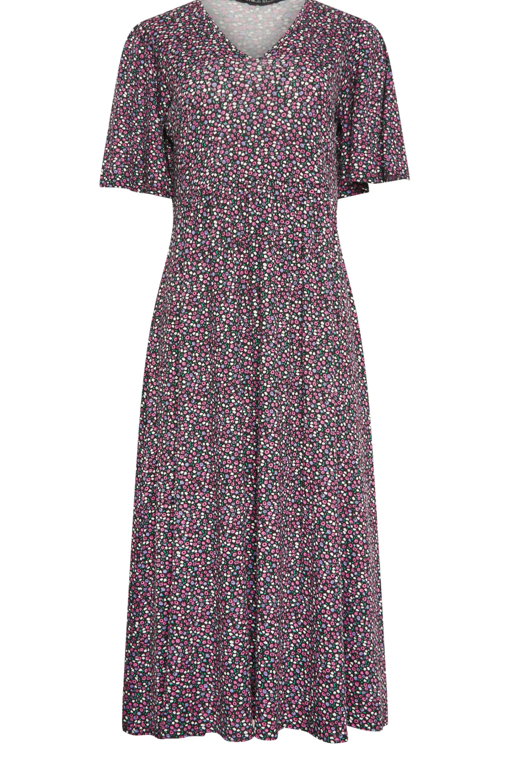 M&Co Petites Petite Purple Ditsy Floral Print Dress>Women Midi Dresses