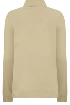 M&Co Womens Beige Brown Turtle Neck Long Sleeve Cotton Blend Top><noscript><img width=