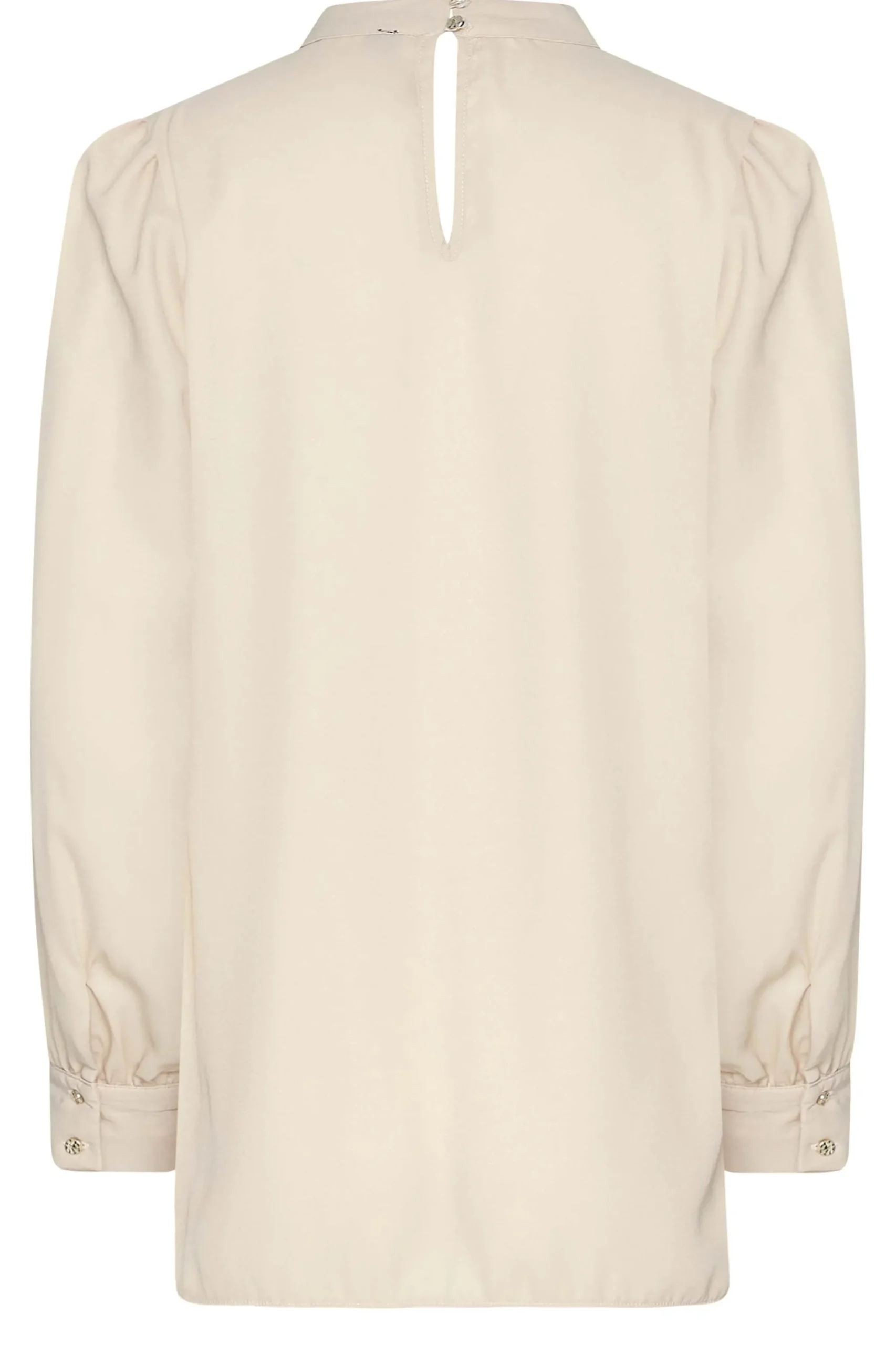 M&Co Womens Beige Brown Keyhole Back High Neck Blouse>Women Long Sleeve Tops