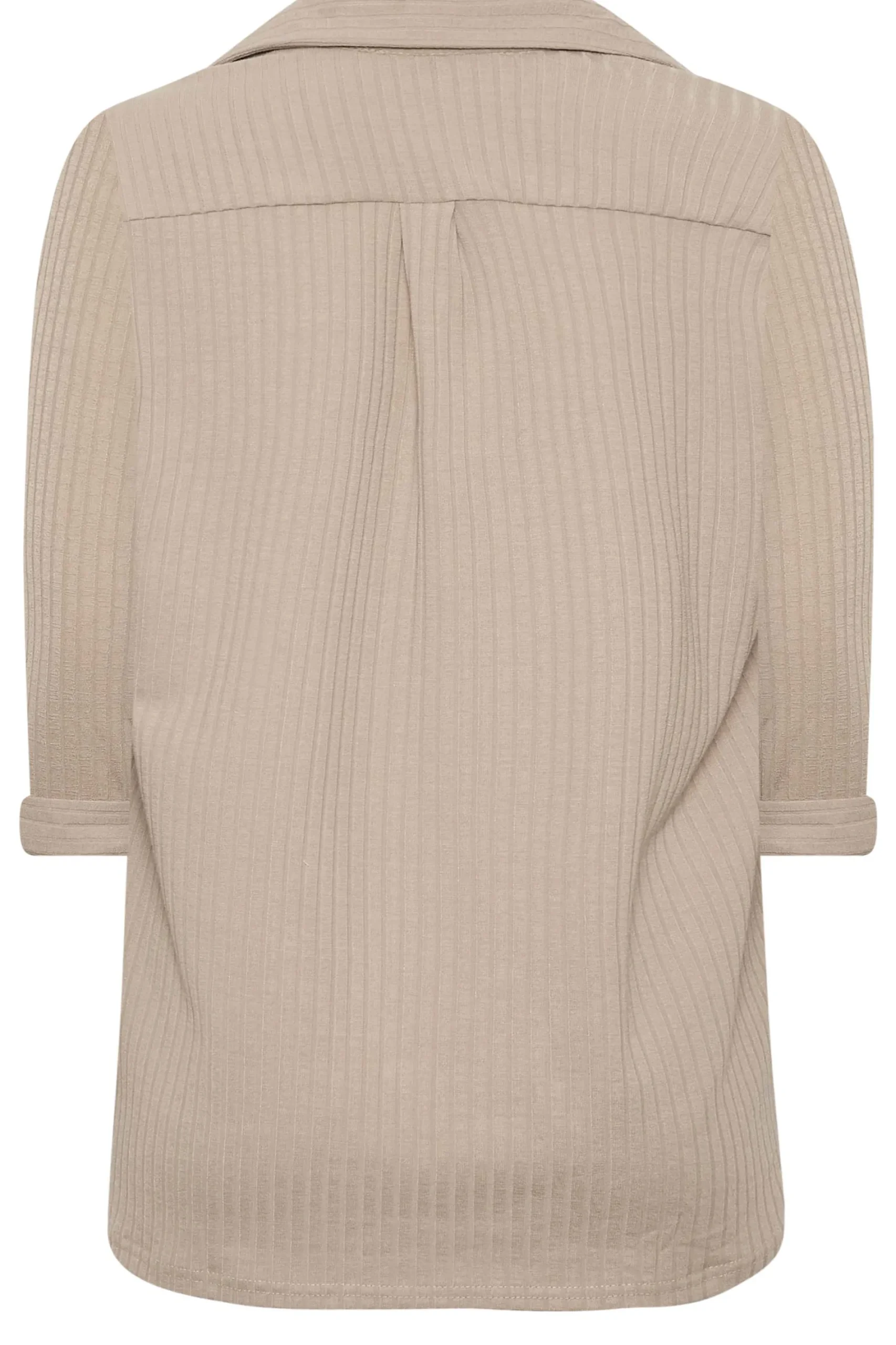 M&Co Womens Beige Brown Ribbed V-Neck Shirt>Women Shirts
