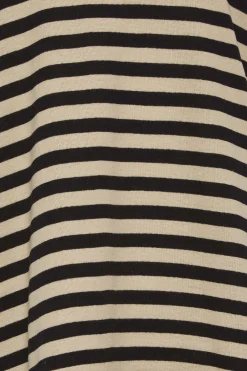 M&Co Womens Beige Brown Stripe V-Neck Cotton Long Sleeve T-Shirt><noscript><img width=