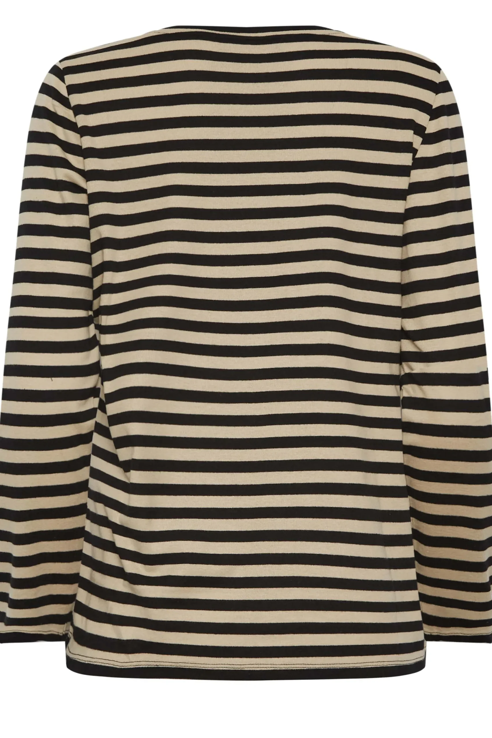 M&Co Womens Beige Brown Stripe V-Neck Cotton Long Sleeve T-Shirt>Women T-Shirts